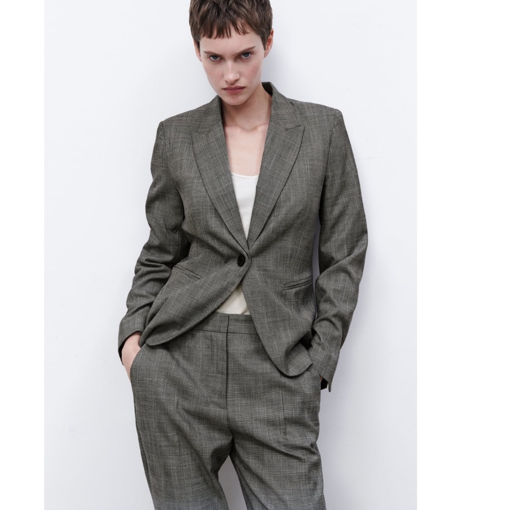 NEW! Zara SUIT SET Plaid Blazer with Cigarette Pants - Picture 3 of 16